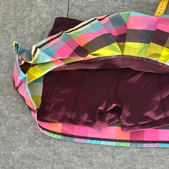 LULULEMON Pace Setter Skirt sea check plaid plum pink size 6 - Picture 11 of 12
